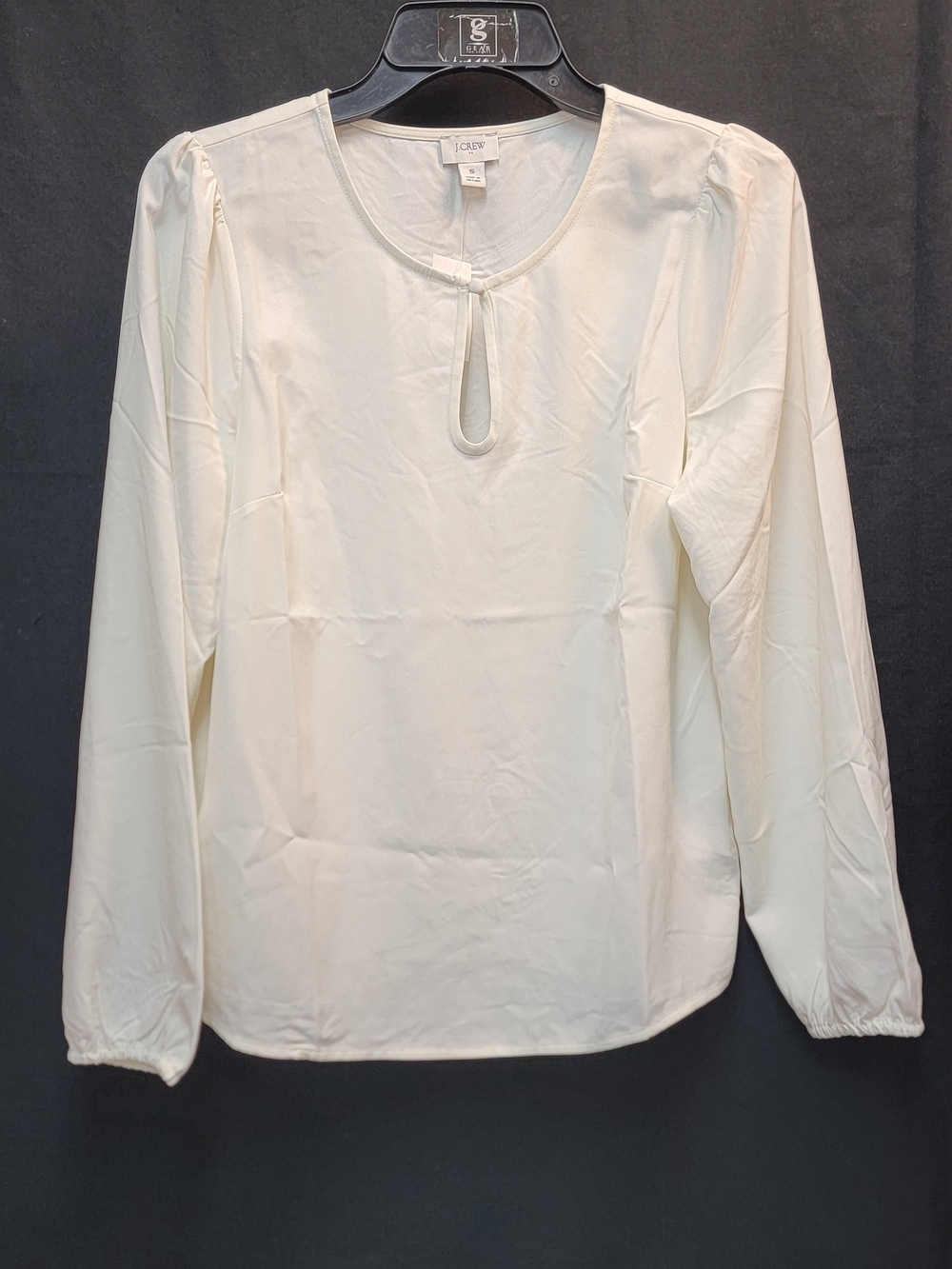 J. Crew Women's Cream Long-Sleeve Keyhole Blouse